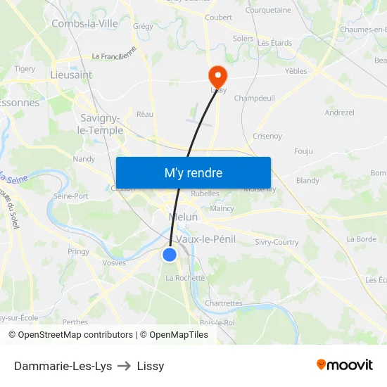 Dammarie-Les-Lys to Lissy map