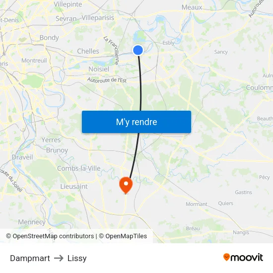 Dampmart to Lissy map