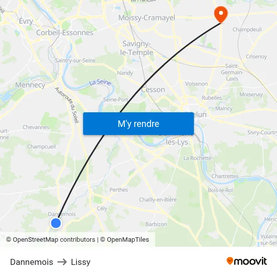 Dannemois to Lissy map