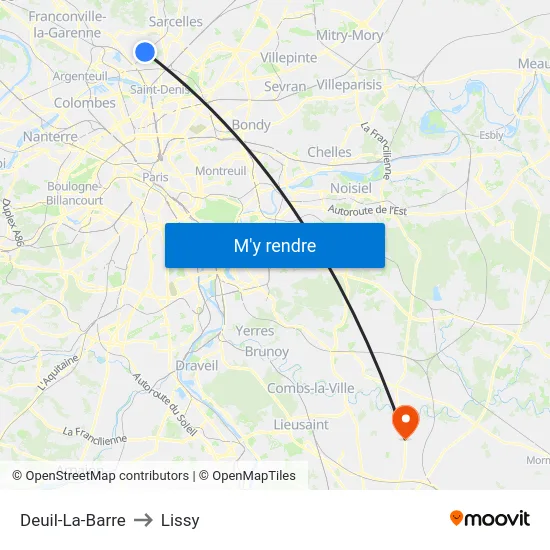 Deuil-La-Barre to Lissy map
