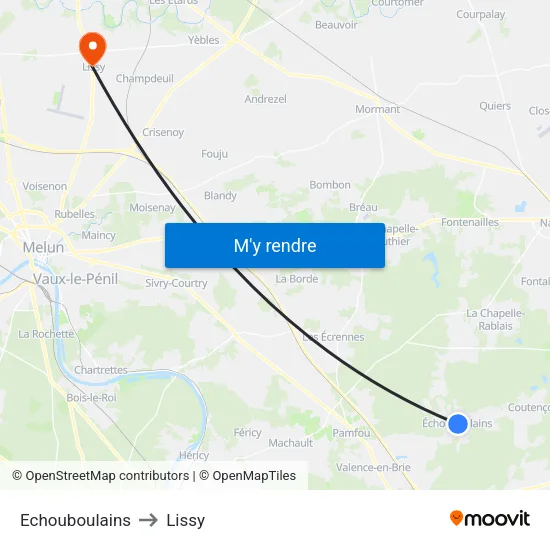 Echouboulains to Lissy map