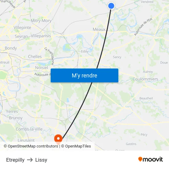 Etrepilly to Lissy map