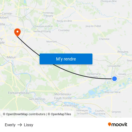 Everly to Lissy map