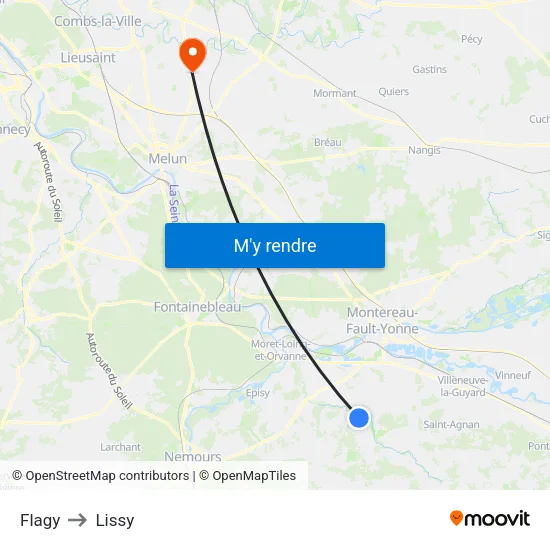 Flagy to Lissy map