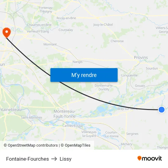 Fontaine-Fourches to Lissy map