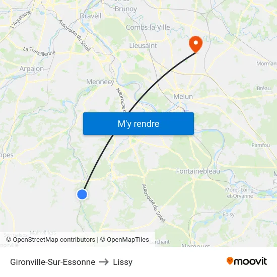 Gironville-Sur-Essonne to Lissy map
