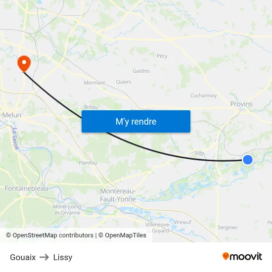 Gouaix to Lissy map