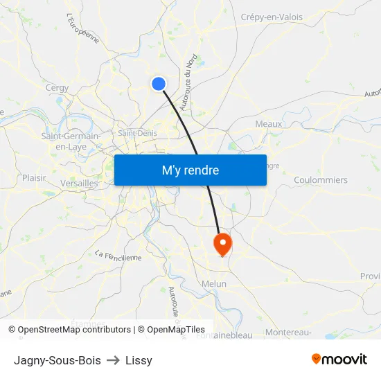 Jagny-Sous-Bois to Lissy map