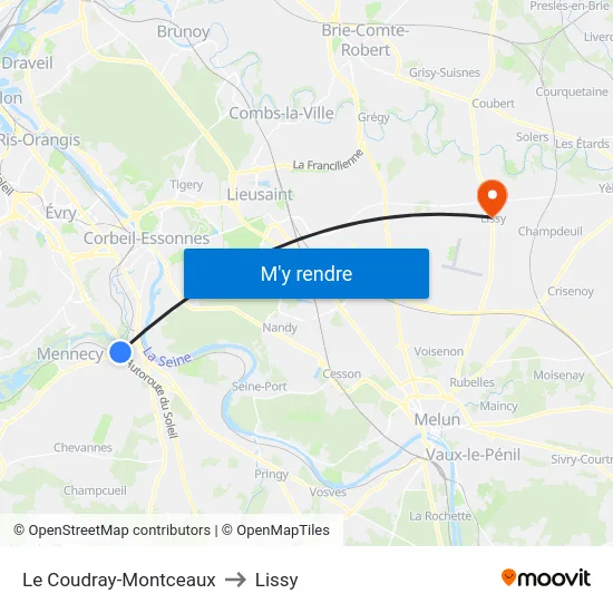 Le Coudray-Montceaux to Lissy map