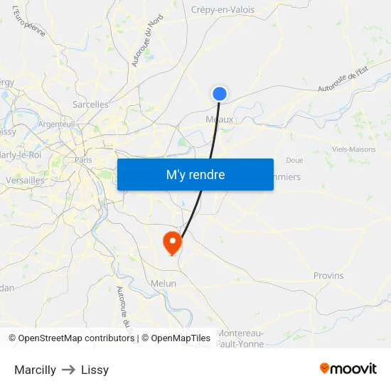 Marcilly to Lissy map