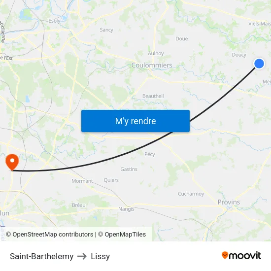 Saint-Barthelemy to Lissy map