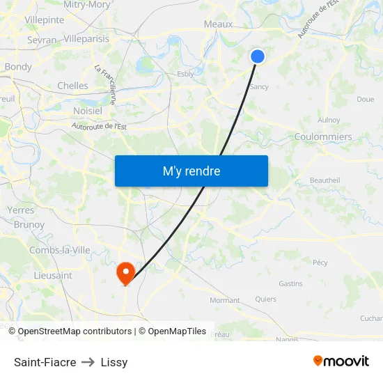 Saint-Fiacre to Lissy map