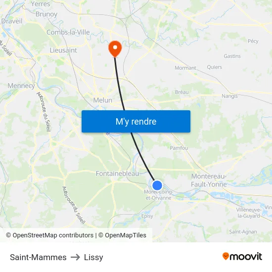 Saint-Mammes to Lissy map
