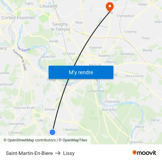 Saint-Martin-En-Biere to Lissy map