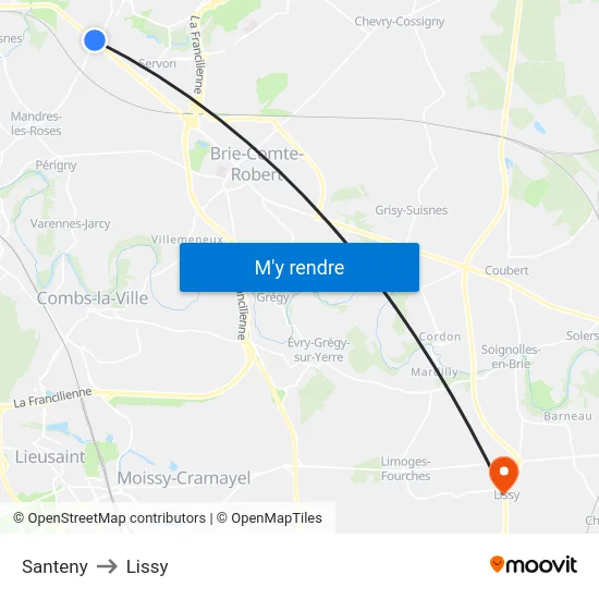 Santeny to Lissy map