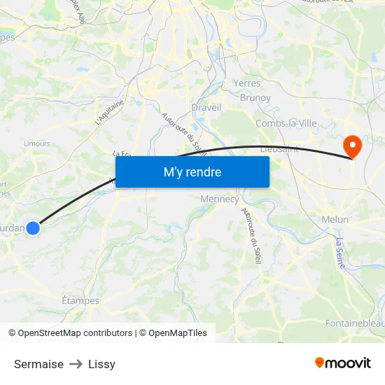 Sermaise to Lissy map