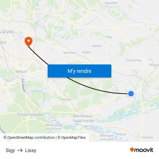 Sigy to Lissy map