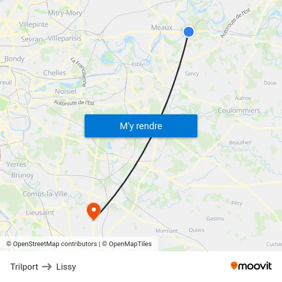 Trilport to Lissy map