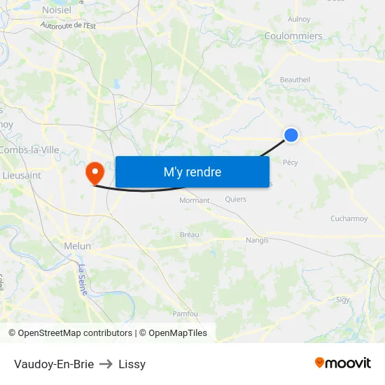 Vaudoy-En-Brie to Lissy map