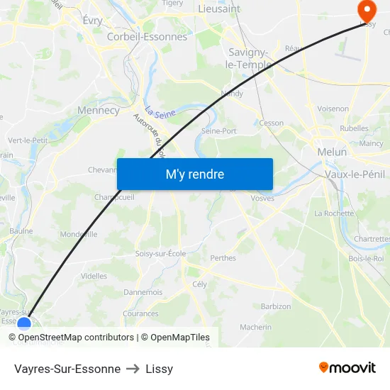 Vayres-Sur-Essonne to Lissy map