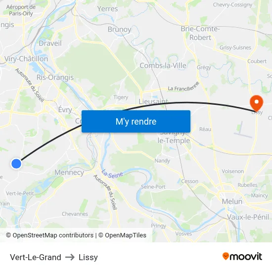 Vert-Le-Grand to Lissy map