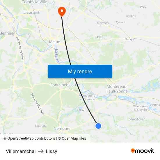 Villemarechal to Lissy map