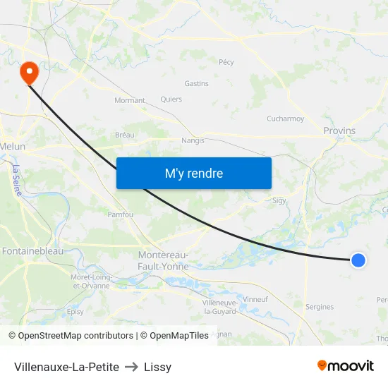Villenauxe-La-Petite to Lissy map