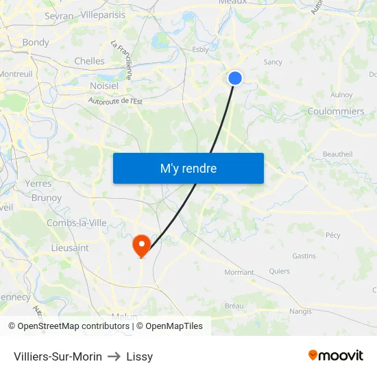 Villiers-Sur-Morin to Lissy map
