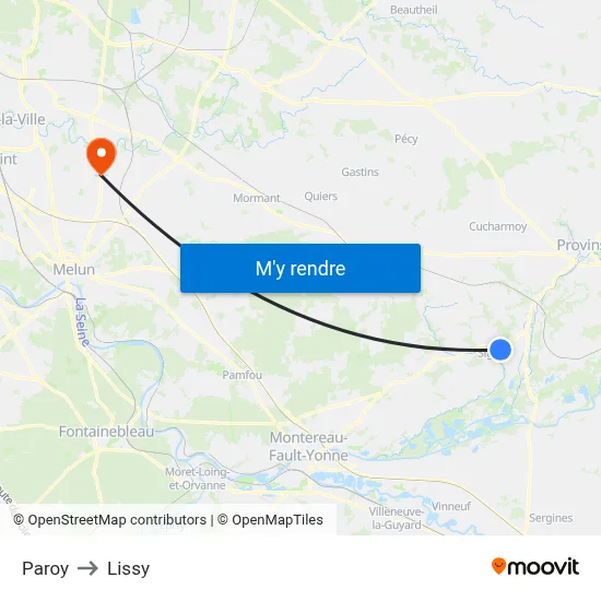 Paroy to Lissy map