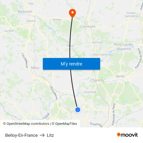 Belloy-En-France to Litz map