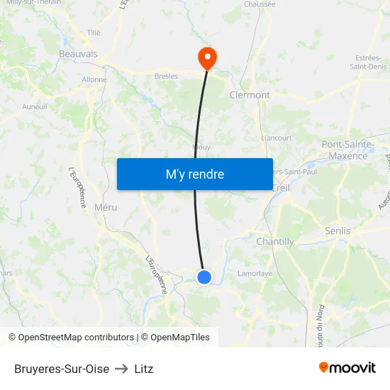 Bruyeres-Sur-Oise to Litz map