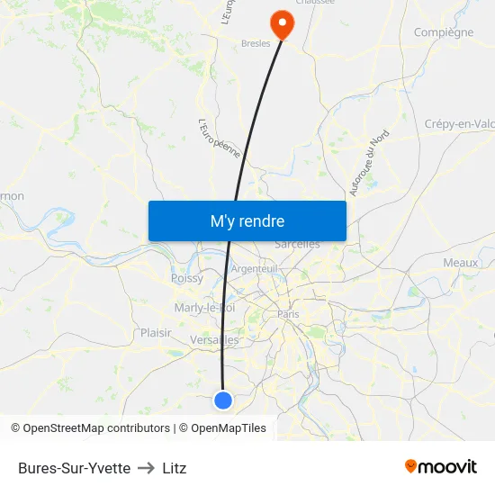 Bures-Sur-Yvette to Litz map