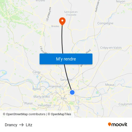 Drancy to Litz map
