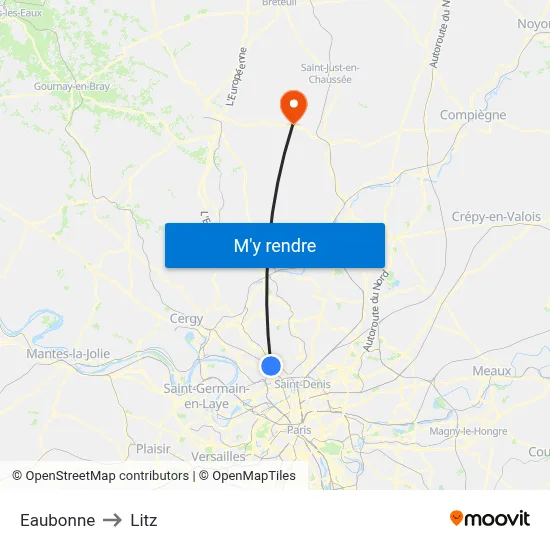 Eaubonne to Litz map
