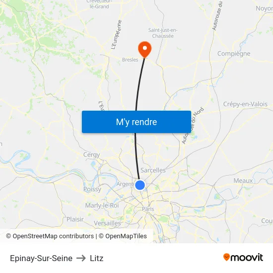 Epinay-Sur-Seine to Litz map