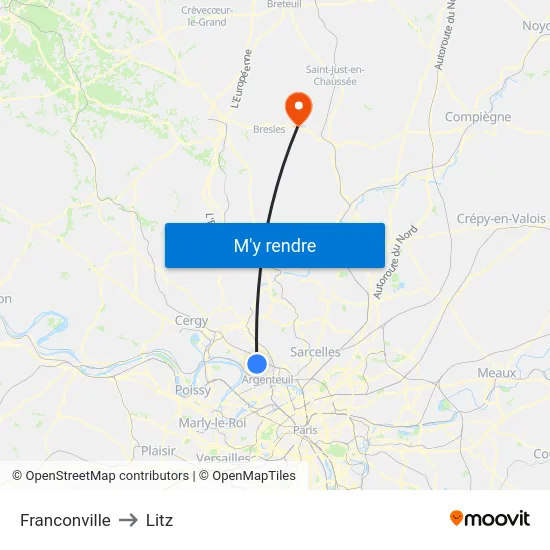 Franconville to Litz map