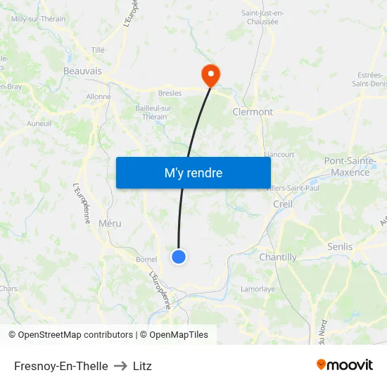 Fresnoy-En-Thelle to Litz map