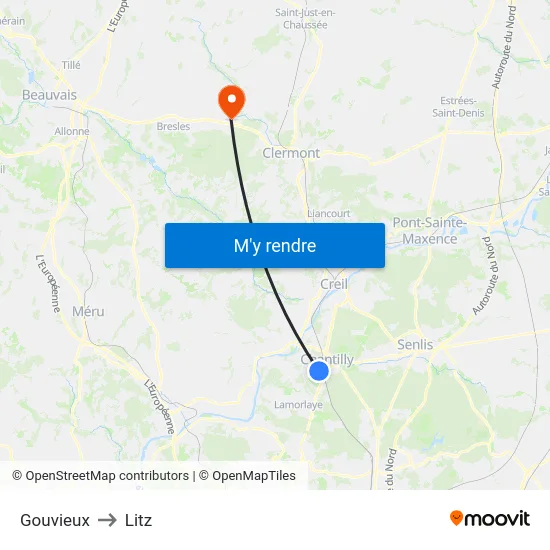 Gouvieux to Litz map