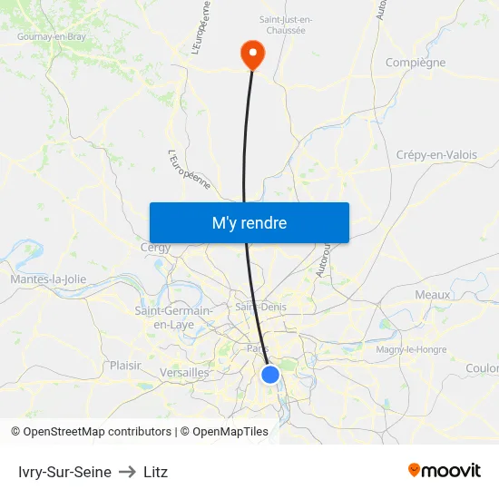 Ivry-Sur-Seine to Litz map