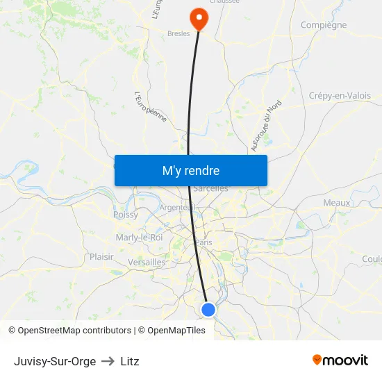 Juvisy-Sur-Orge to Litz map
