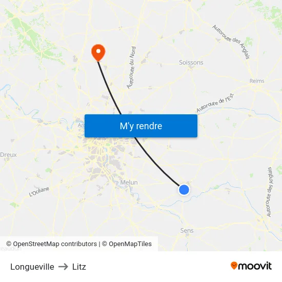 Longueville to Litz map