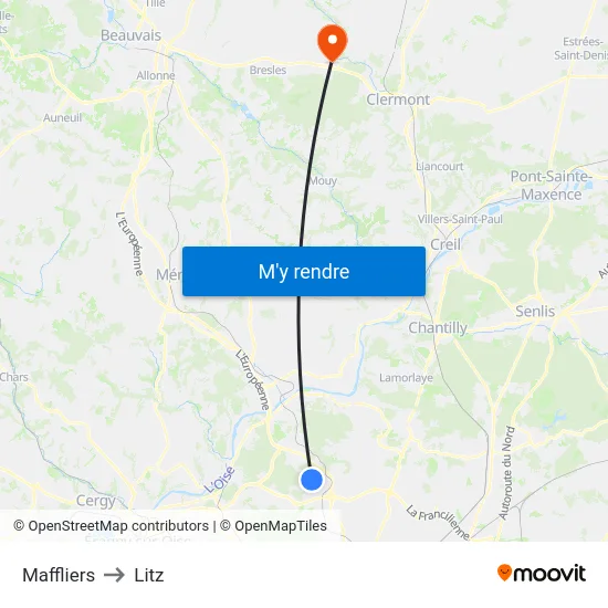 Maffliers to Litz map