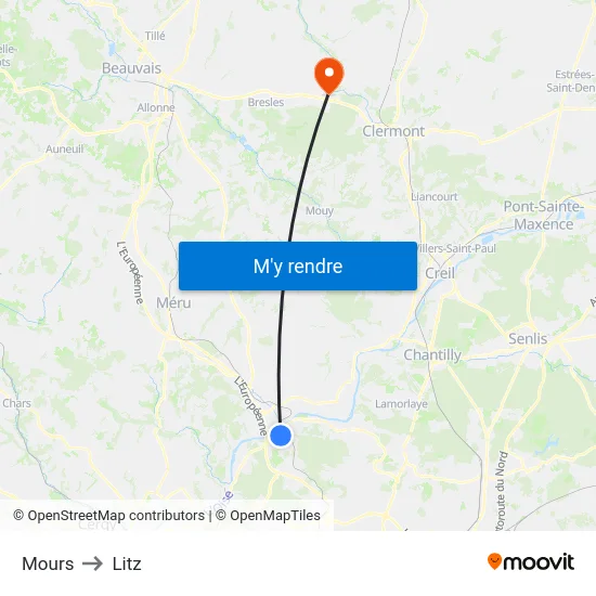 Mours to Litz map