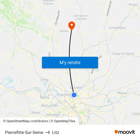 Pierrefitte-Sur-Seine to Litz map