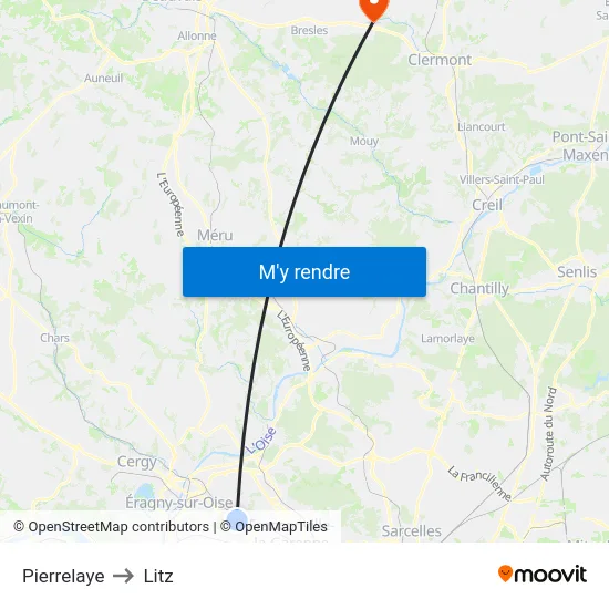 Pierrelaye to Litz map