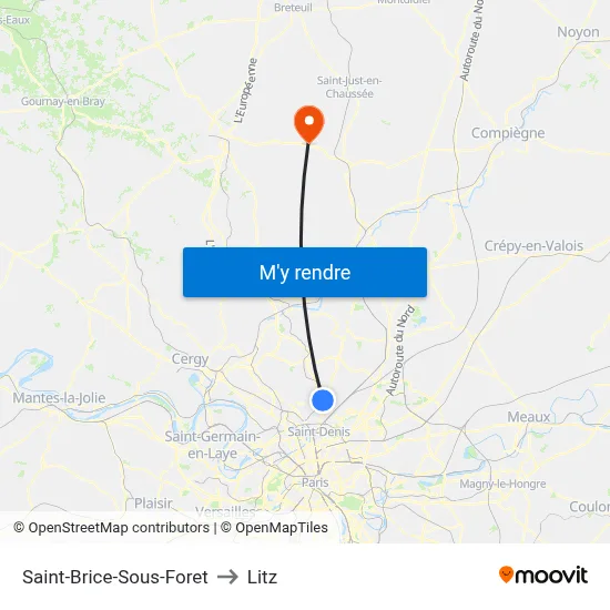 Saint-Brice-Sous-Foret to Litz map