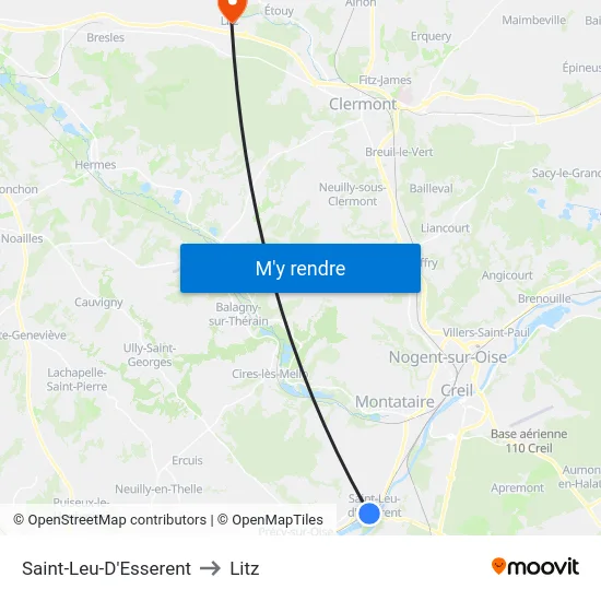 Saint-Leu-D'Esserent to Litz map