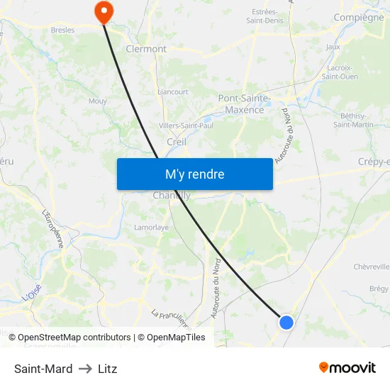 Saint-Mard to Litz map