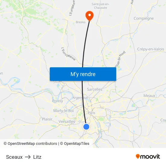 Sceaux to Litz map