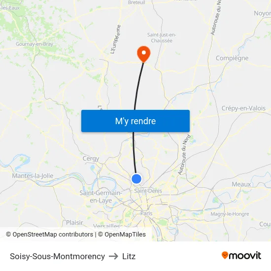 Soisy-Sous-Montmorency to Litz map